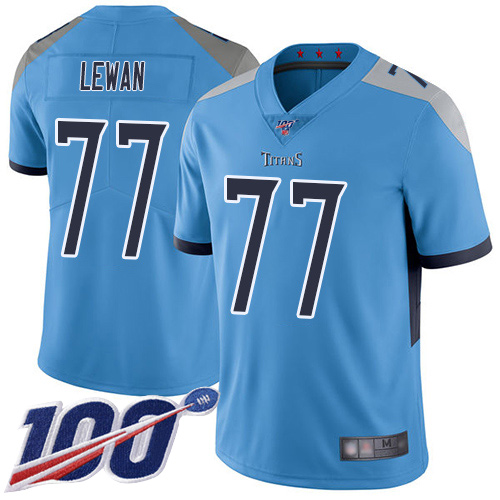 Tennessee Titans Limited Light Blue Men Taylor Lewan Alternate Jersey NFL Football #77 100th Season Vapor Untouchable